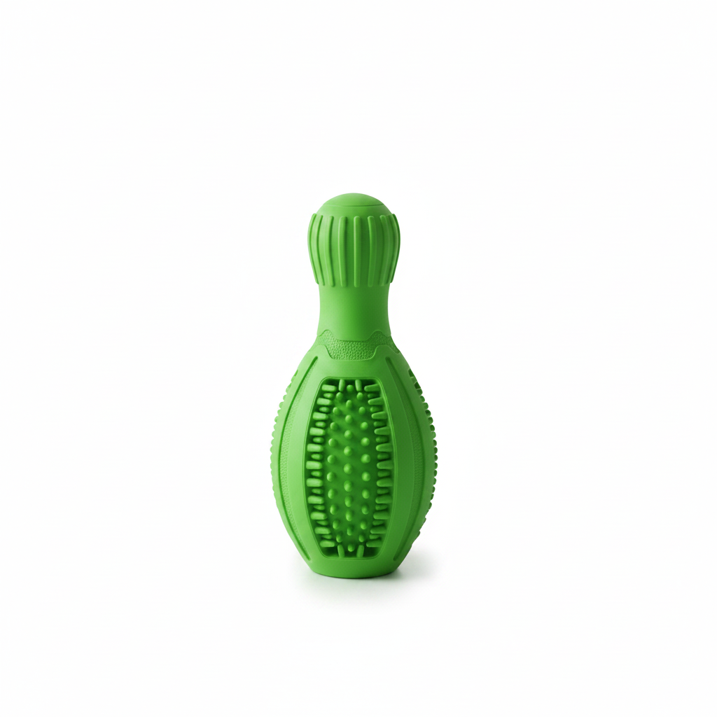 Green BusyBite Bowling Pin — White Background