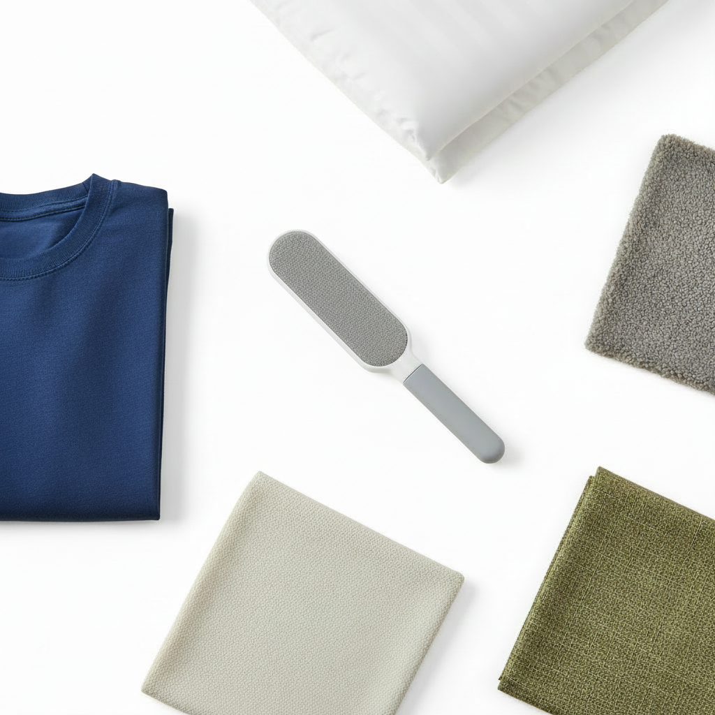 Lint Brush Flat Lay — White Background