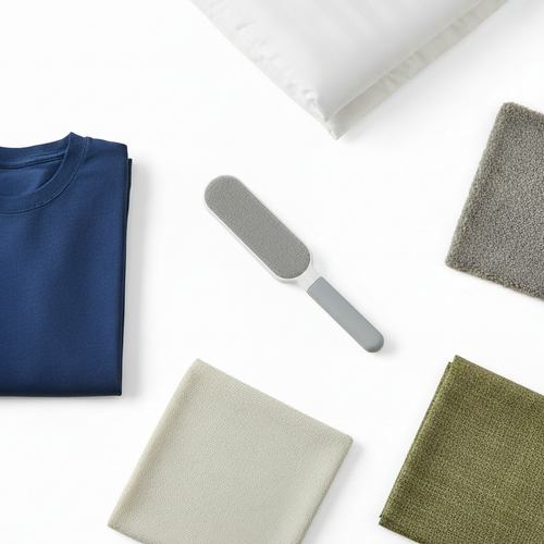 Lint Brush Flat Lay — White Background